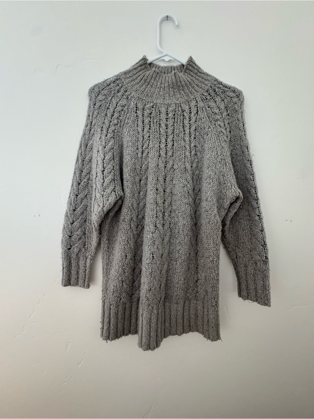 Caslon Heather Gray Cable Knit Turtleneck Sweater